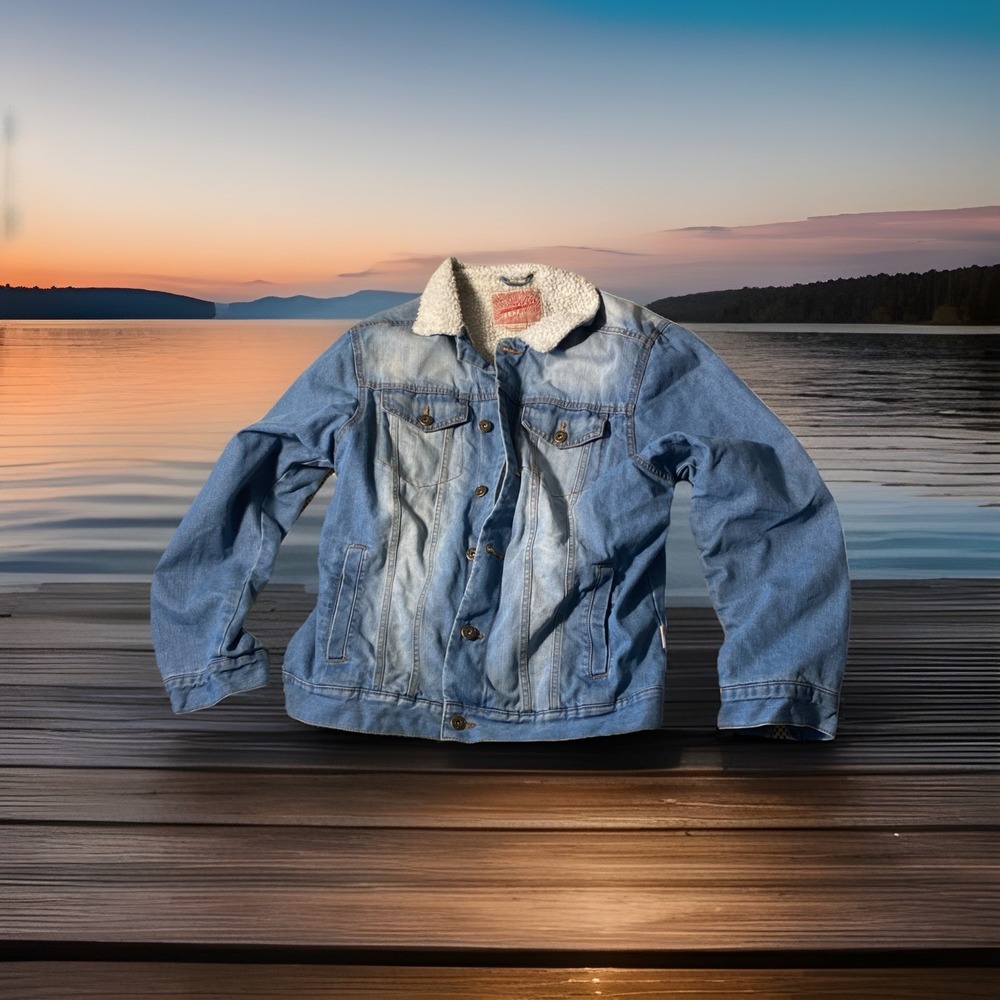 Brooklyn Cloth Jacket Womens Lg  Denim Trucker Sherpa Lined Ladies Missin Button